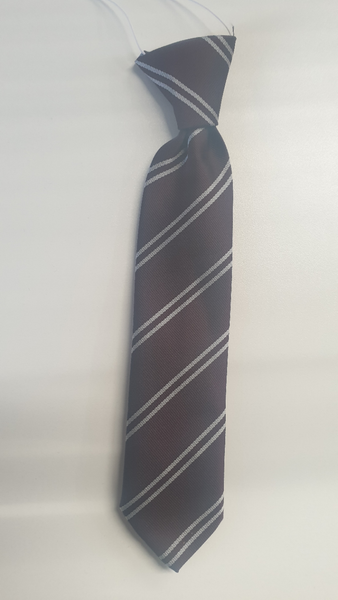 Maroon and White Striped Tie.